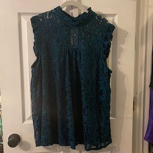 Gorgeous Teal Lace Sleeveless Top - Never Worn